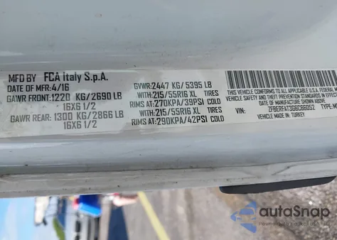 2016 Ram Promaster City Tradesman from USA, damaged, VIN ZFBERFAT3G6C66052